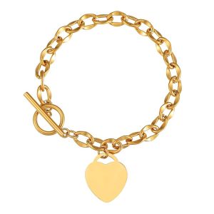 Personalized Name Date Heart Bracelet for Women Stainless Steel Custom ID Bracelet