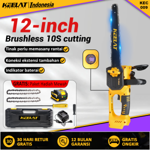 KEELAT Cordless Chainsaw Gergaji Mesin Lithium Gergaji Rantai Elektrik Portable Genggam Lithium KEC009