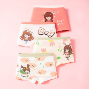 พร้อมส่ง กางเกงในเด็กผญ ฝ้าย 4ตัว ชุดชั้นในเด็ก พิมพ์สัตว์ กางเกงบ็อกเซอร์