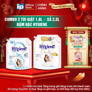 Combo Túi Nước giặt Đậm Đặc Hygiene 1.8L x Nước Xả Vải Đậm Đặc Hygiene 2L/2.2L - Hương Dịu Êm