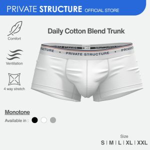 Private Structure Men Cotton Soft Trunks PrimeLift Underwear Seluar Dalam Lelaki White 4900