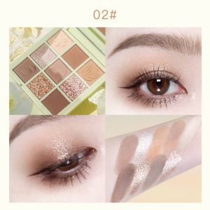 9-Color Eyeshadow Palette with Fine Glitter Shimmer Matte Milk Tea Shades Mini Daily Use Student-Friendly Makeup