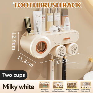 Toothbrush Holder Dispenser Wall Mount Bathroom Cup Storage Rack No Drill Rak Berus Gigi