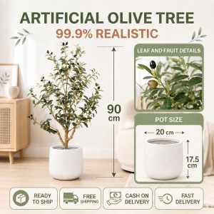 Fake Plants【50 years of non-fading】Artificial Olive Tree Plants big size Artificial Plants 0 formaldehyde no leaves falling suitable for indoor home wedding office decoration