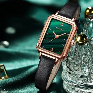 Aokeyo jam tangan wanita 2023 terbaru anti air jam tangan perempuan Hijau Luxury Retro Vintage Jam Tangan Cewek Casual Fashion(Free Kotak+Gelang)