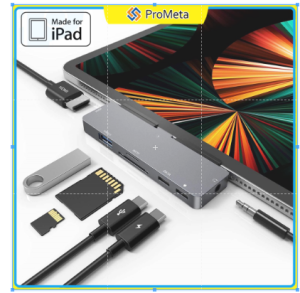 Penyesuai Untuk 7-in-1 IPad USB C Hub Adapter for IPad Air7 8 11 2025 M3 2026 M4 Ipad 11 A16 Pro 11/13inch 2024 Air 6 11/13inch 2024 Air 5 4 Pro 12.9 11 Inch Docking Station with HDMI PD Charging SD/TF Reader
