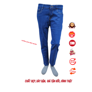 Quần jean nam XANH ĐẬM TRƠN 05 thời trang đơn giản chuẩn fome quần bò nam chất giãn có size đại 05-h