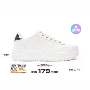 Aerostreet 37-40 Leona Lux Putih Putih Silver - Sepatu Sneakers Casual Sport Wanita