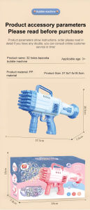 🔥Hot selling  32-hole rocket tube bubble machine Childrens handheld bubble machine Electric toys