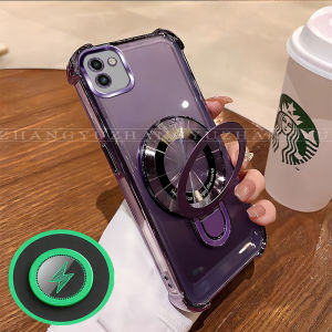 Transparent Magnetic Shockproof Phone Case For Samsung A03 Phone Case Strong Magnetic Fast Charging + 360° Support + Air Cushion Shockproof Three-In-One