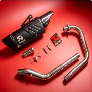 Rusi Sigma 250 Stainless Elbow + Resonator on Akrapovic K10 with Silencer