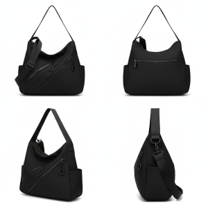 Shoulder Bag Boundless Black Multi Pocket Adjustable Strap Commuter