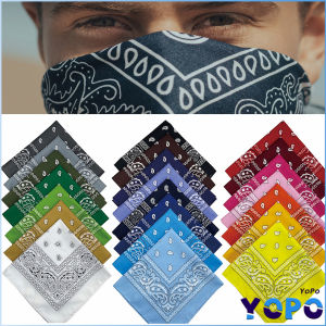 YoPo Cotton Fashion Hip Hop Classic Bandana Square Scarf 55cmx55cm Black Red Headband Printed For Women/Men/Boys/Girls