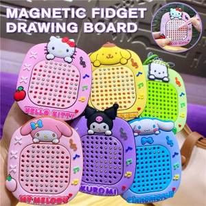 Sanrio Hello Kitty Magnetic Maze Toy Stress Relief Fidget Keychain with Steel Ball Drawing Doodle Art Cute Cartoon Anime Gadget Toy