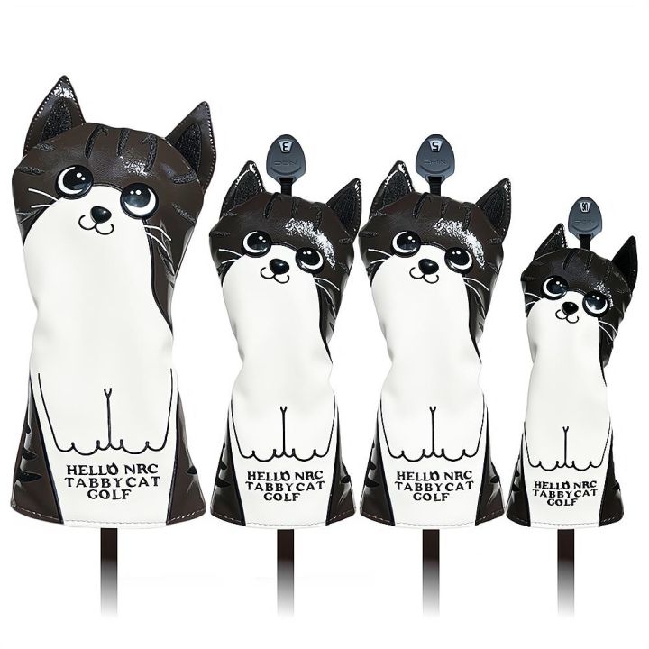 Cute Cat Golf Headcover PU Leather Waterproof Durable Golf Wood Cover