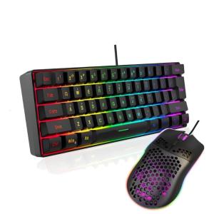 AntiFatigue Wireds Keyboards Mouse Set RGBs Illuminateds Ergonomic Shape For Extended Gaming And Nighttimes Productivity Plastic Build