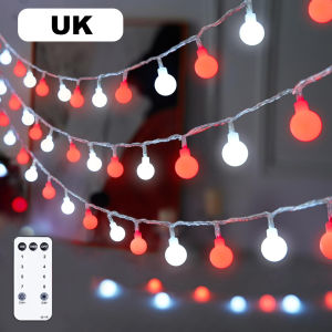 Outdoor Indoor Globe String Lights 32ft 100 LED Shatterproof Frosted Bulb Fairy Lights Plug In Low Voltage Remote Timer Dimmable For Home Bedroom Backyard Decor