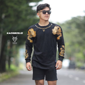 Kaos Naga emas terbaru lengan panjang  3 Dimensi /kaos distro/kaos pria