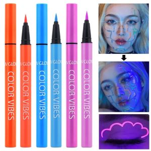 EXCES Glow in Dark Uv Fluorescent Eyeliner Purple Yellow Non-Smudge Eyeliner Gel Pen Liquid  Eye Liner Body Art Paint Colorful Eyeliner Pencil Halloween