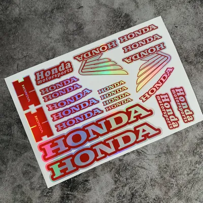 1 Set of Red Colorful Glare Honda Motorcycle Sticker Decals Off-road Motorcycle Scratch-resistant Decals for Honda Decoration