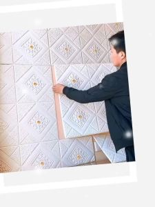 3D Wall Stickers Adhesive Thick Foam PE Waterproof Wall Paper for Room Ceiling Decor Pelekat Dinding Dinding Rood (Note: "Rood" might be a typo assuming "Red" for color if not adjust to original te