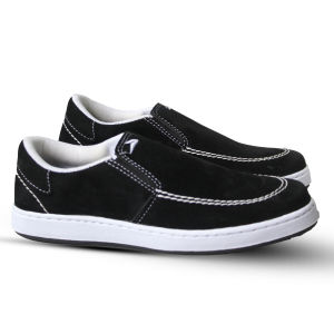 SEPATU SLIP ON PRIA CASUAL GUMERS HITAM SOL SUDAH DIJAHIT. SNEAKERS SLIP ON LAKI LAKI.SEPATU SANTAISEPATU KERJA
