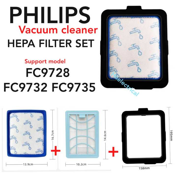 ((Philips)) Vacuum HEPA Filter Set FC9728 FC9732 FC9735 | Lazada