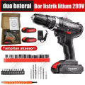 REAIM Mesin bor Impact Cordless Drill bor cas 2 baterai promo bor tangan tanpa kabel. 