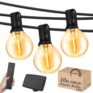 10M 20bulbs Solar String Lights Outdoor Patio Lights Waterproof G40 Globe Hanging Light Indoor Outdoor Party Balcony LED