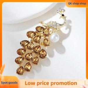 ✨QK shop✨ Fashion Crystal Pearl Peacock Brooches For Women Clothing Coat Party Accessories Gifts