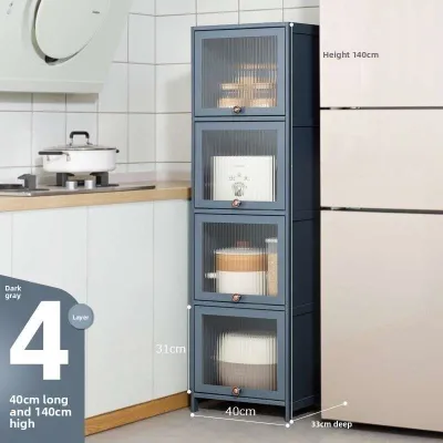 Acrylic Narrow Storage Cabinet Home Flip Door Kitchen Rack