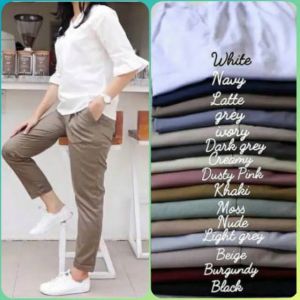 Celana Kerja Wanita kantor Baggy Pants Panjang Bahan Slim Fit