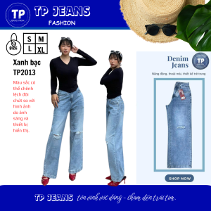 (TP2013) Quần Jean Nữ Ống Rộng Màu Xanh Bạc Ống Rông Che Khuyết Điểm - TP Jeans