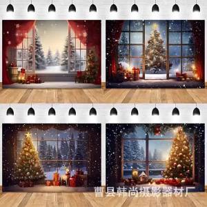 Ready stock sa local warehouseChristmas Background Cloth Christmas Tree Snowflake Party Decoration Background Cloth Holiday Children Photography Background Cloth