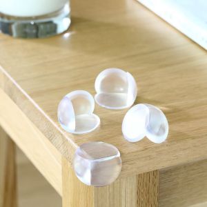 Bộ 4 Miếng Bo Góc Cạnh Bàn Silicon Trong Suốt Hình Tròn Dán Bảo Vệ Góc Tủ Bàn Kính Giảm Va Chạm An Toàn Cho Bé