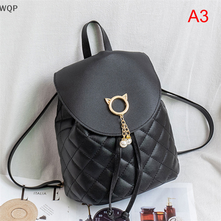 Multifunctional PU Leather Small Backpack - Black & Silver Buy Teenage Girls Small Bagpack Multi-Function Mini Backpack  main image 3