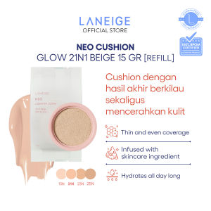LANEIGE NEO Cushion Glow Refill 15gr - Tahan Lama Hingga 24 Jam Dilengkapi SPF 46 PA++ - Hasil Akhir Glowing dan Melembabkan - Full Coverage - Untuk Kulit Kering
