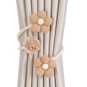 BUENOO 1 PCS No Punching Curtain Buckle Twist Bough Rope Flower Shape Bedroom Curtain Holder High Quality Window Curtain Buckles Living Room