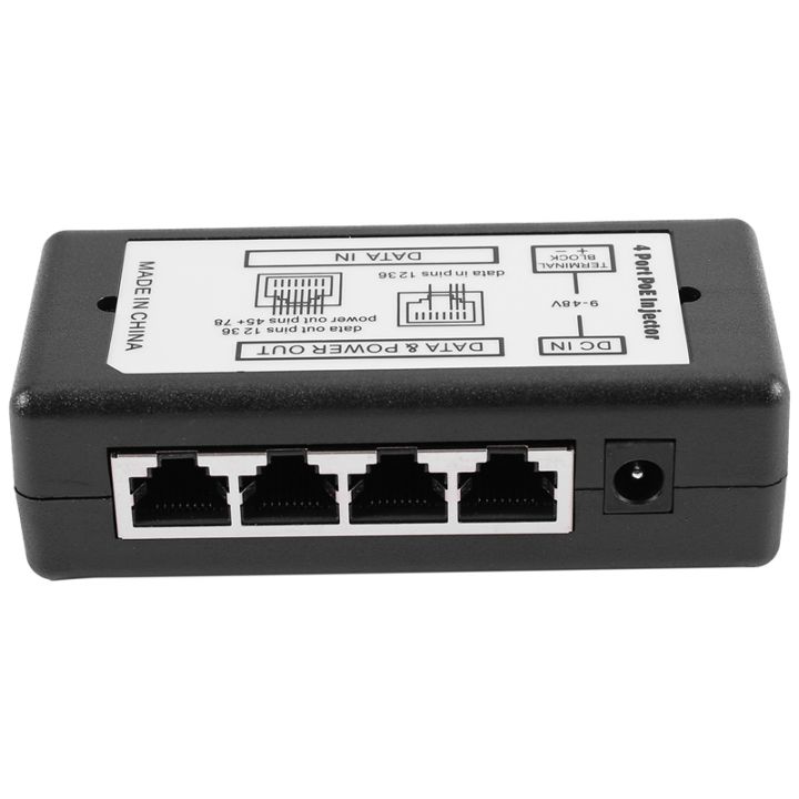 4 Port Poe Injector Poe Power Adapter Ethernet Power Supply Pin 4,5 ...