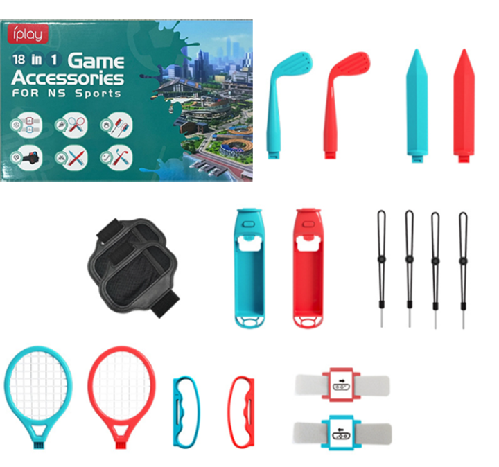 18 In 1 For Nintendo Switch Sports Control Joy-con Wristband Tennis Racket  Fitness Leg Strap Sword Game Switch OLED Accessories