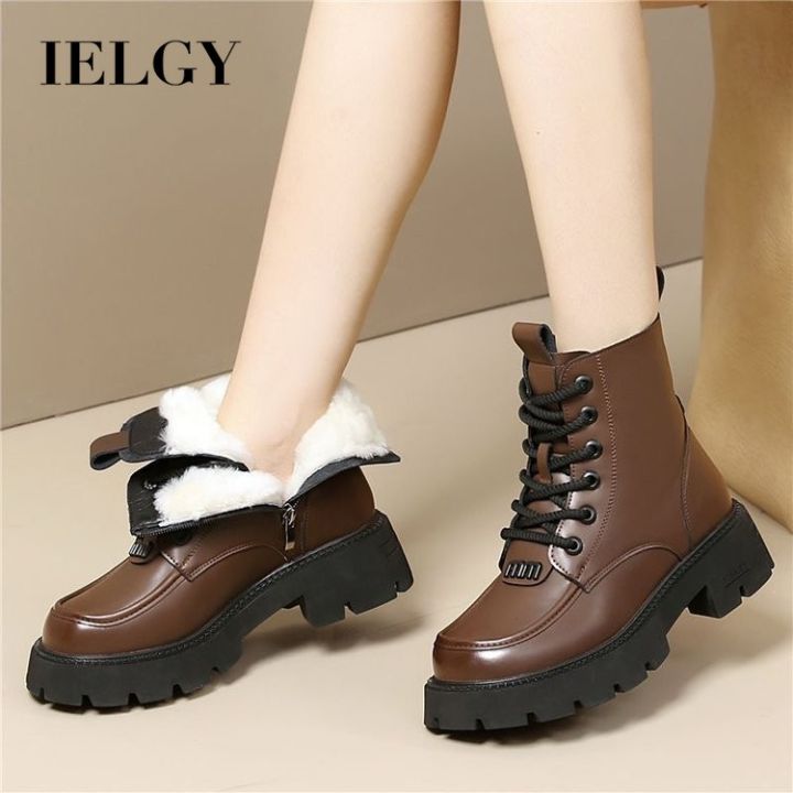 Heel Fur Hiking Boots Womens IELGY 2024 New Fall/Winter Fleece