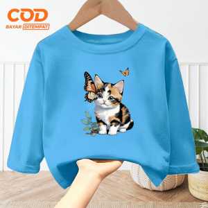 Baju atasan Terbaru anak Laki Laki Perempuan usia 1-12 tahun bergambar Kucing Kupu