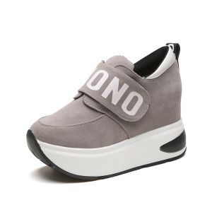 Ielgy Velcro cao cổ Giày thể thao đơn giản nâng cao đế dày của phụ nữ