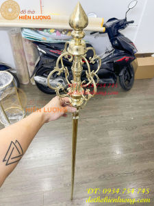 Gậy tích trượng địa tạng bằng đồng dài 1m7 (đầu gậy 40cm thân đồng 1m3) (Quý khách cần chiều dài khác lh với shop)