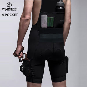 YKYWBIKE 4 pocket Men Cycling Bib Shorts Pro Korea Lycra Breathable Cool For Ride Pants