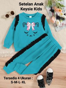 Set Anak Perempuan Model Kerutan Kekinian Terbaru/Set Keysie Kids Ukuran S-M-L-XL/Matt Babyterry