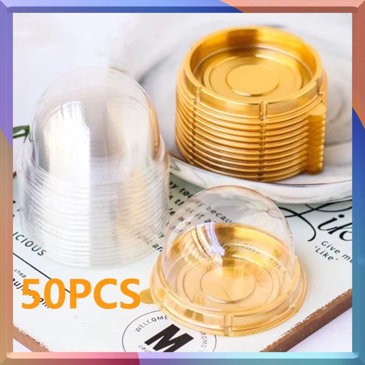 50PCS Mini Bundt Cake Containers Clear Plastic Cupcake Box with