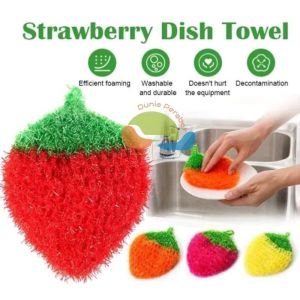 【READY STOCK】Strawberi Akrilik Fiber Kain Cuci Pinggan Poliester Benang Kain Cuci Pinggan