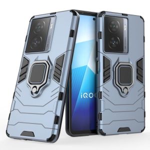 Shockproof Case For iQOO Z7 Z7x 5G iq00 2023 Soft TPU Edge Hard PC Phone Casing Back Cover Car Stand Ring Holder Bracket Amor Simple Fashion Anti Drop