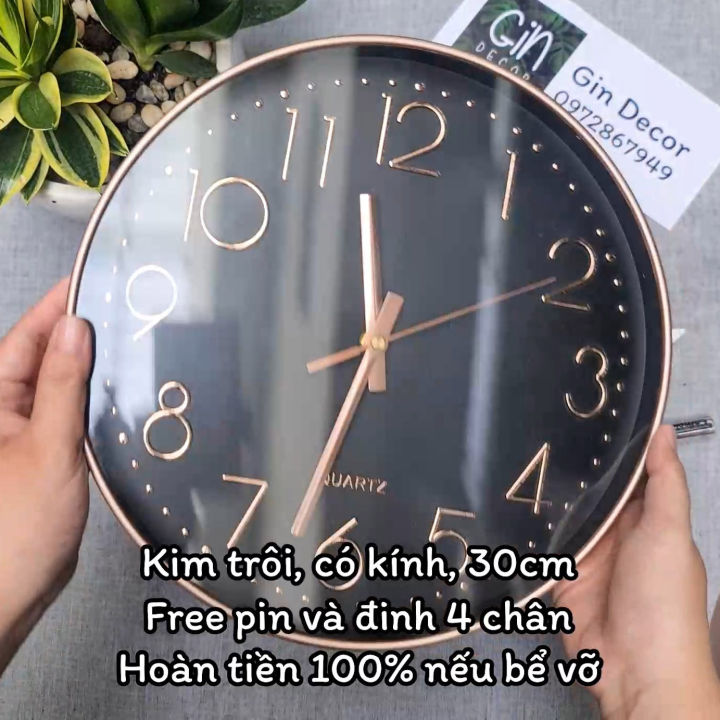 [HỎA TỐC HCM] Đồng hồ treo tường Quartz kim trôi 30cm (Chọn 6 màu) BH ...